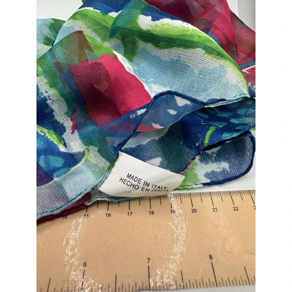 Colorful Sheer Floral Scarf Made‎ In Italy 20